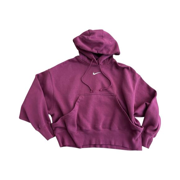 Nike Tops - Nike Hoodie Womens Small Pink Center Swoosh Sportswear Phoenix Fleece Oversized
